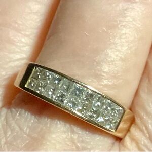 Gold and natural princess cut diamond Women's Ring